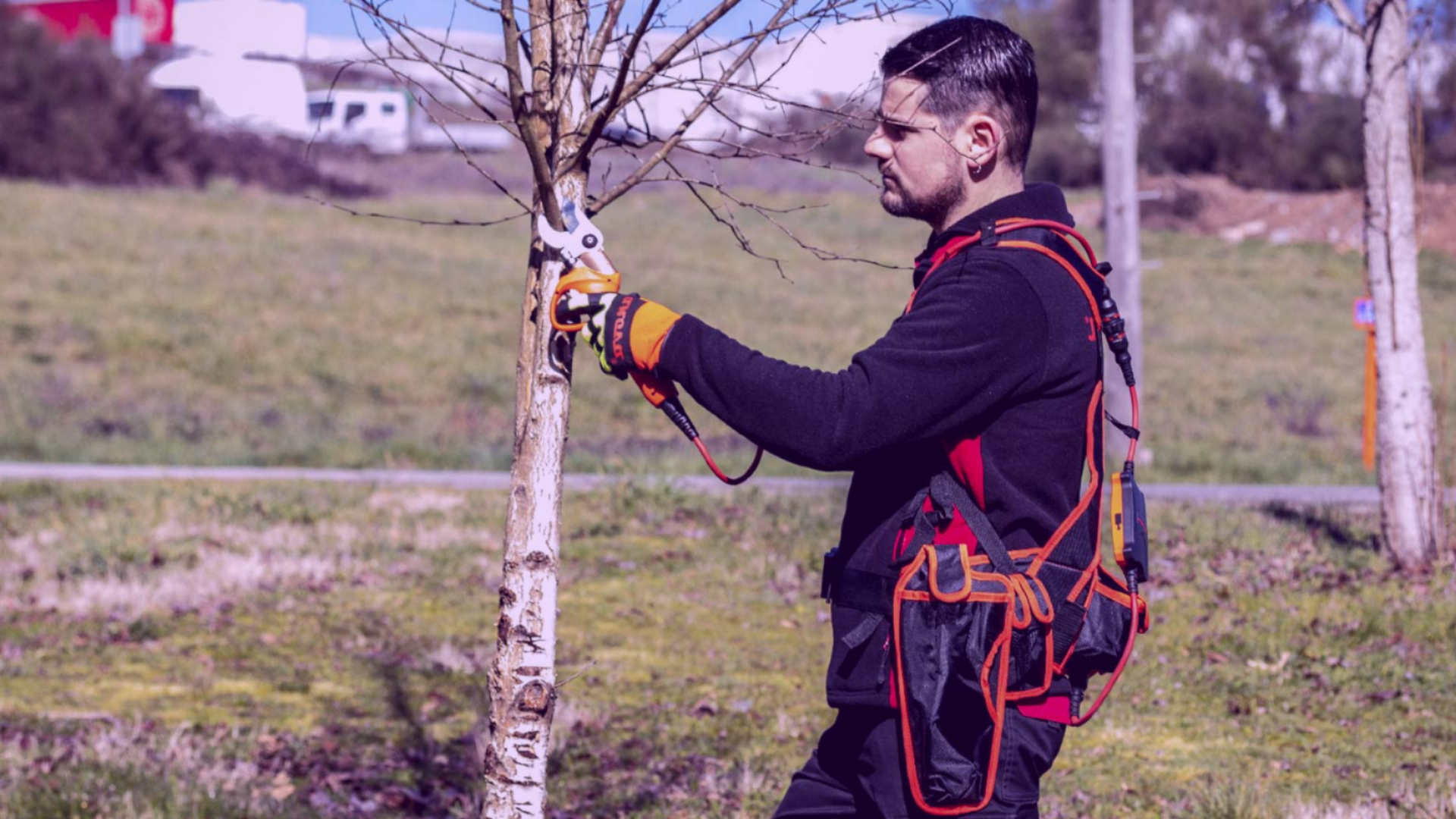 Tijeras de podar eléctricas con mochila